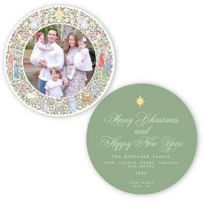PRINTED Die-Cut Holiday Card | The Nativity Story Circle | Circle Holiday Photo Card with Envelope