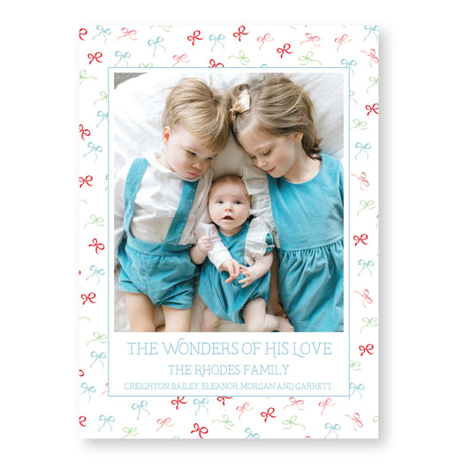 Bow-Tied Blessings Holiday Card | 5x7 Holiday Photo Card with Envelope
