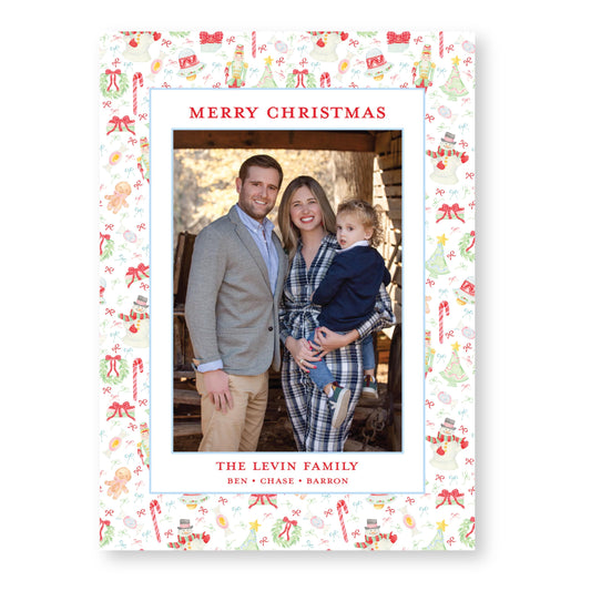 Santas Staples Patterned | 5x7 Holiday Photo Card with Envelope