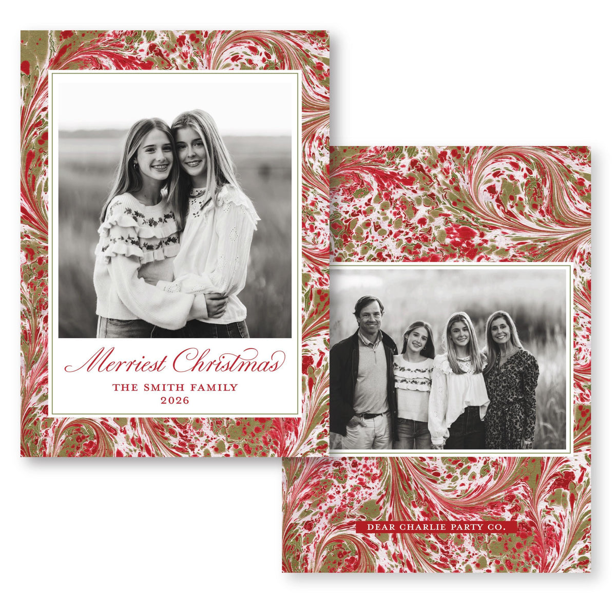 Merry Marble Traditional Vertical | 5x7 Card with Envelope | 2026 Holiday Card