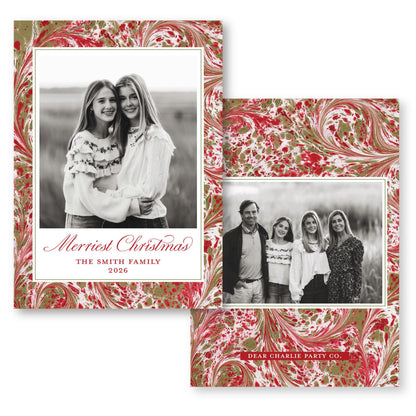 Merry Marble Traditional Vertical | 5x7 Card with Envelope | 2026 Holiday Card
