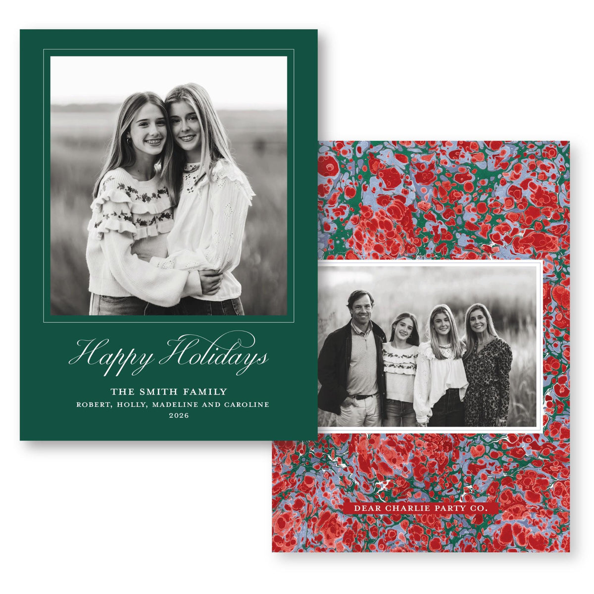 Merry Marble Green Blue and Red | 2026 Holiday Card