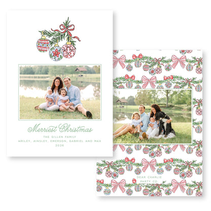 Bauble and Bright Horizontal Card | 5x7 Holiday Photo Card with Envelope
