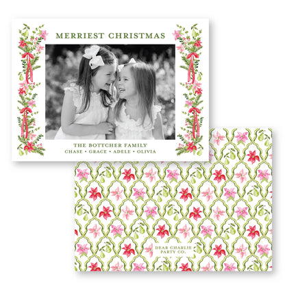 Petals and Pears Frame White Horizontal Card | 5x7 Holiday Photo Card with Envelope