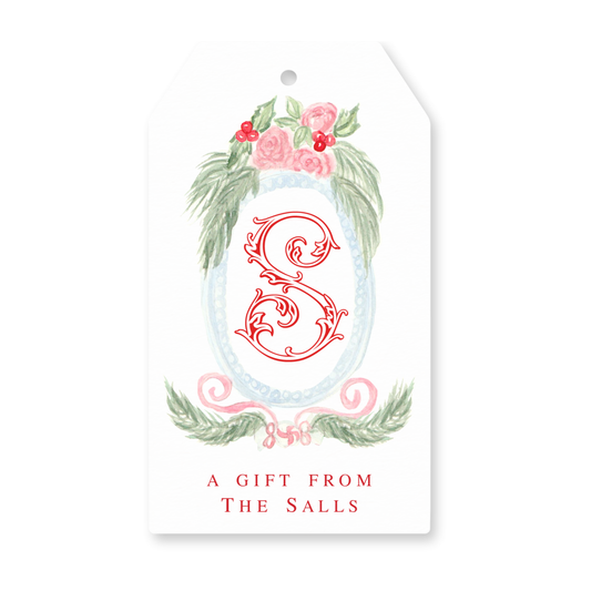 a gift from the sales tag with flowers and leaves