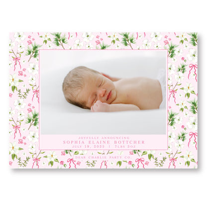 Merry Magnolias in Pink | 5x7 Holiday Photo Card with Envelope