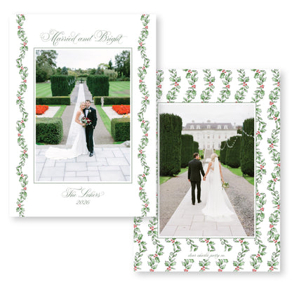 Holly Jolly Wavy Border | 5x7 Holiday Photo Card with Envelope