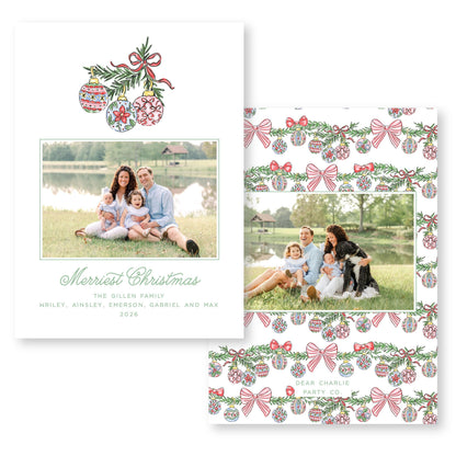 Bauble and Bright Horizontal Card | Holiday Photo Card