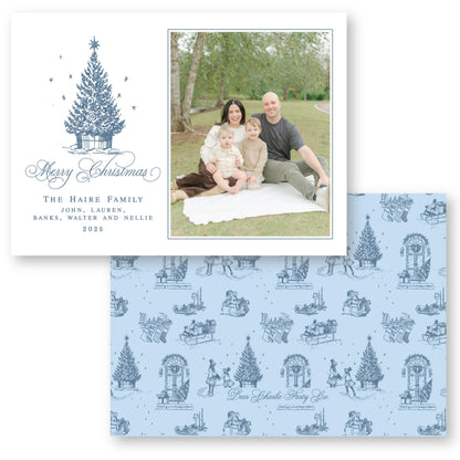 Toile Tidings  in Blue | Holiday Photo Card