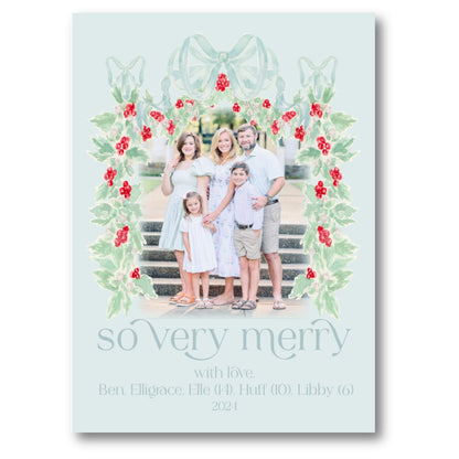 a christmas card with an image of a family