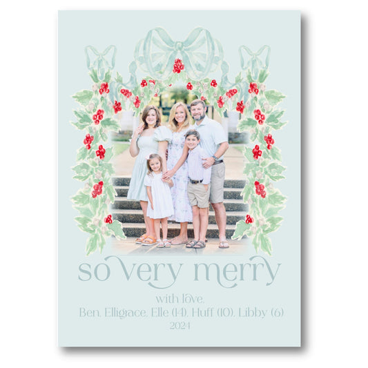 a christmas card with an image of a family