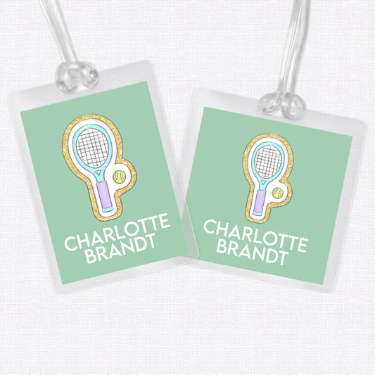 Tennis Patch Bag Tag, Luggage Tag, Laminated Bag Tag