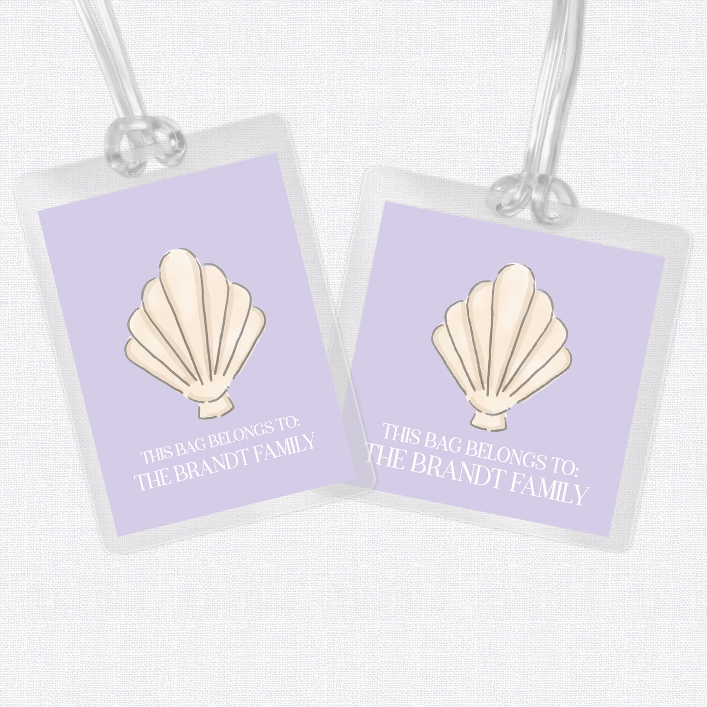 Seashell Bag Tag, Luggage Tag, Laminated Bag Tag, Beach Bag tag