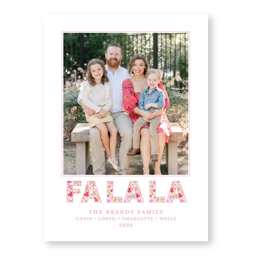 Petals and Pears Fa La La Card | 5x7 Holiday Photo Card with Envelope