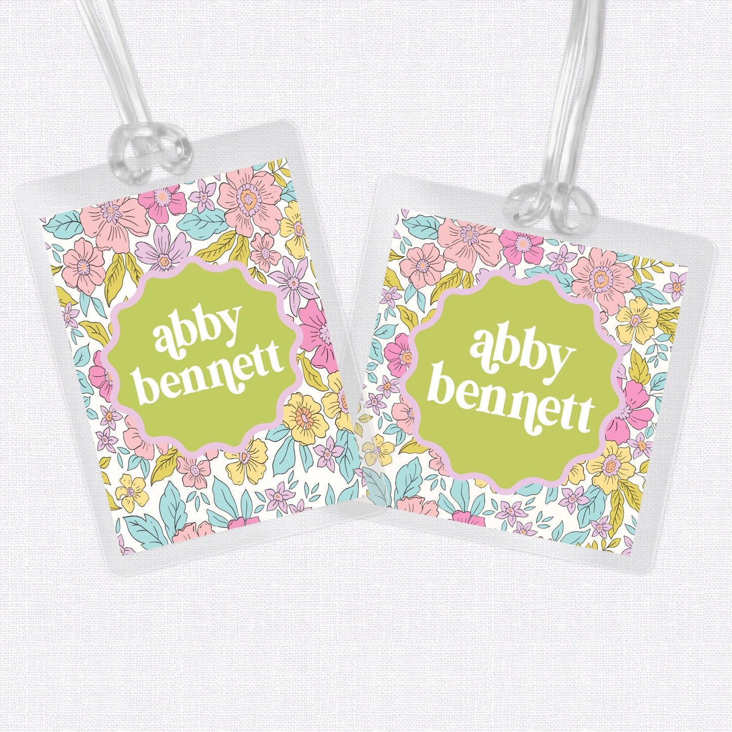 Floral Bag Tag, Laminated Bag Tag, Personalized Luggage Tag