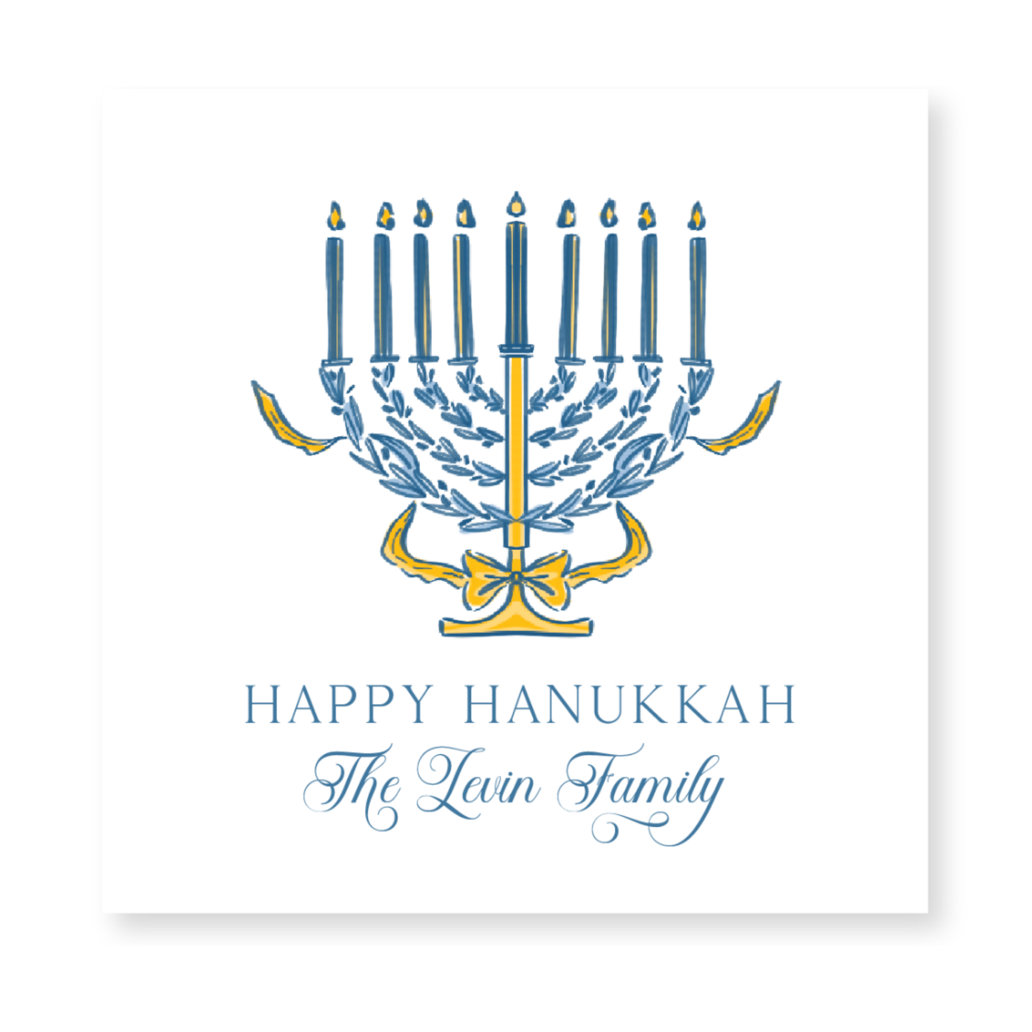a hanukkah card with a menorah on it