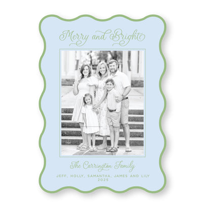 PRINTED Die Cut Holiday Card | Candy Coated Christmas in Blue | 5x7 Photo Card with Envelope