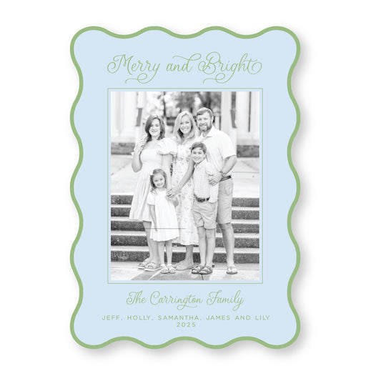 PRINTED Die Cut Holiday Card | Candy Coated Christmas in Blue | 5x7 Photo Card with Envelope