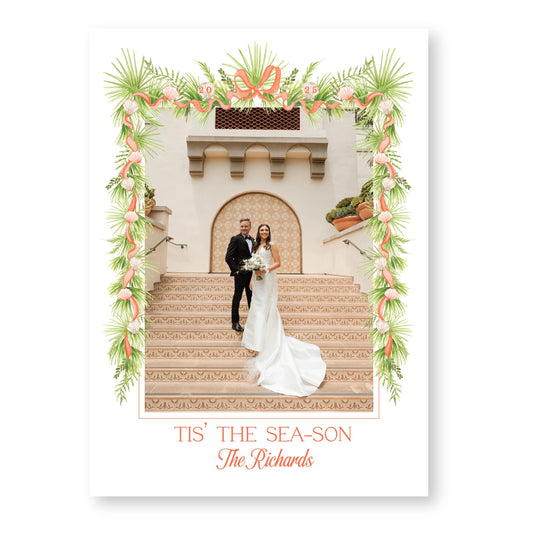 Holiday in the Sun Card in Orange | 5x7 Holiday Photo Card with Envelope