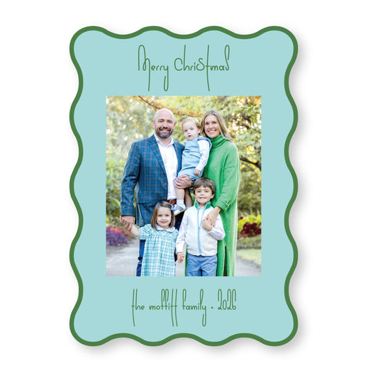 PRINTED Die Cut Holiday Card | Swirly Season in Lakeside Wavy Card | 5x7 Holiday Photo Card with Envelope