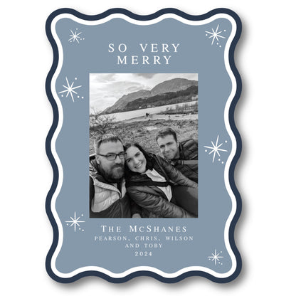 a blue frame with a picture of two people