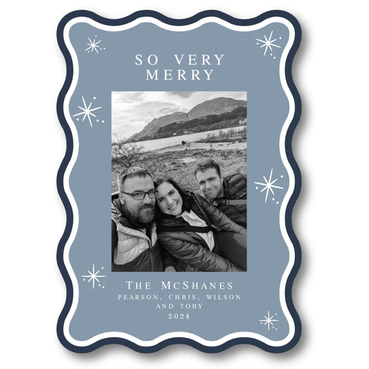 a blue frame with a picture of two people