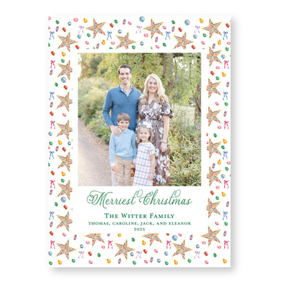 PRINTED Exclusive Art Holiday Card | Christmas Jewels Pattern | 5x7 Holiday Photo Card with Envelope