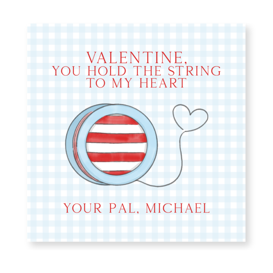 a valentine card with a red and white striped heart