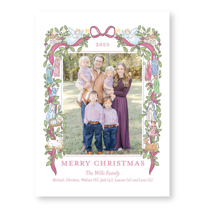 The Nativity Story Berry Bow | 5x7 Holiday Photo Card with Envelope