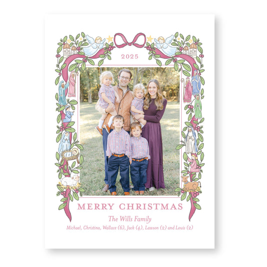 The Nativity Story Berry Bow | 5x7 Holiday Photo Card with Envelope