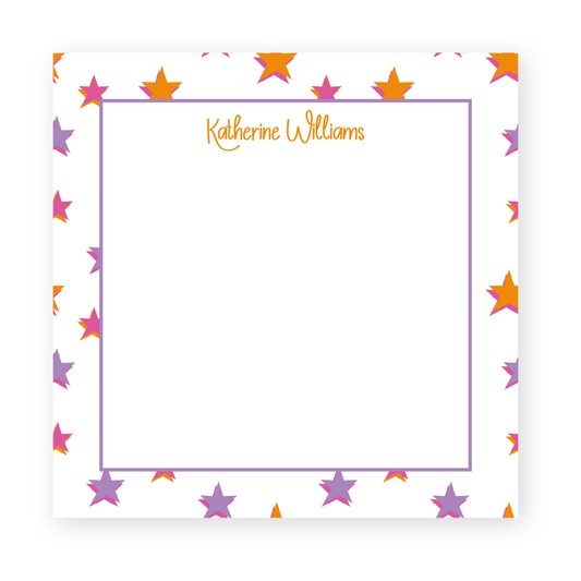 a purple and orange frame with stars on it