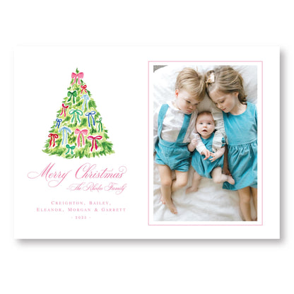 Decked in Bows Tree Card | 5x7 Holiday Photo Card with Envelope