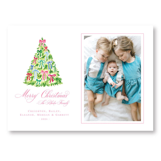 Decked in Bows Tree Card | 5x7 Holiday Photo Card with Envelope