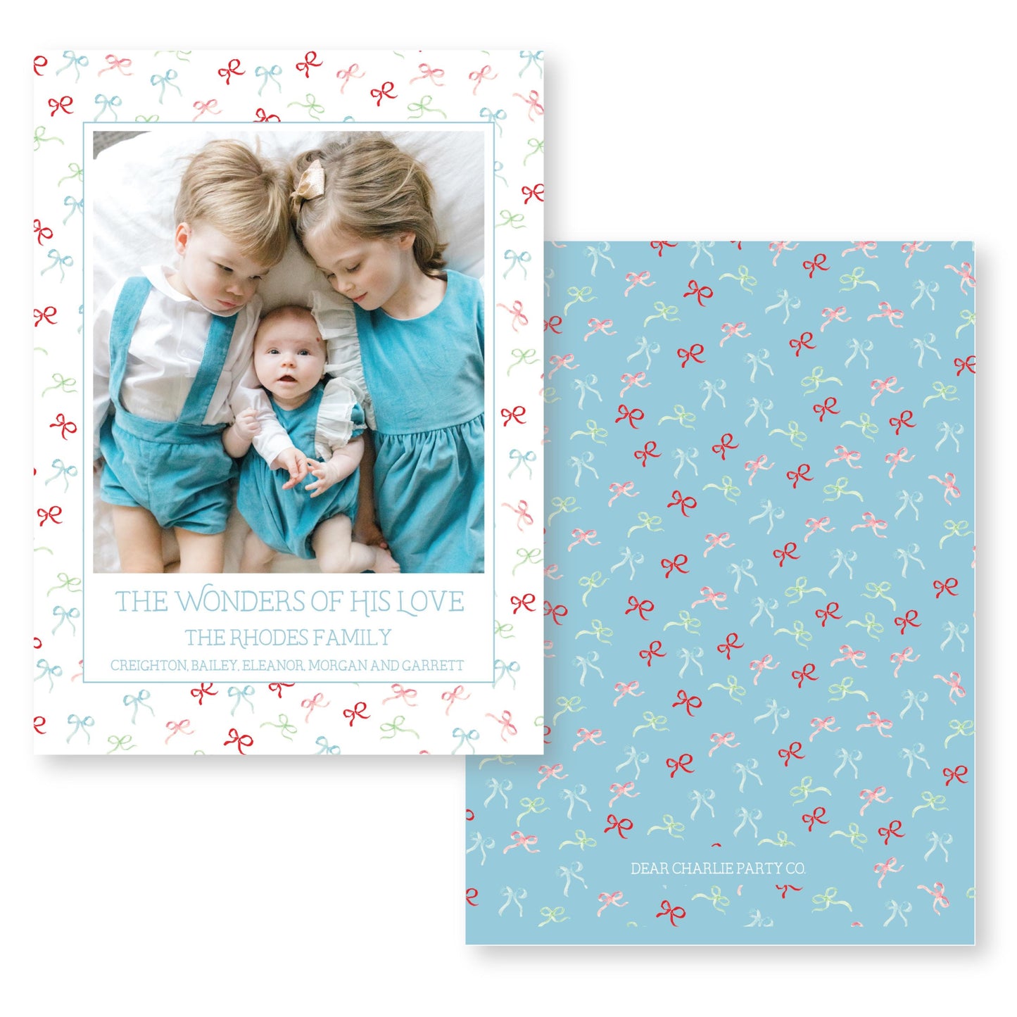Bow-Tied Blessings Holiday Card | 5x7 Holiday Photo Card with Envelope