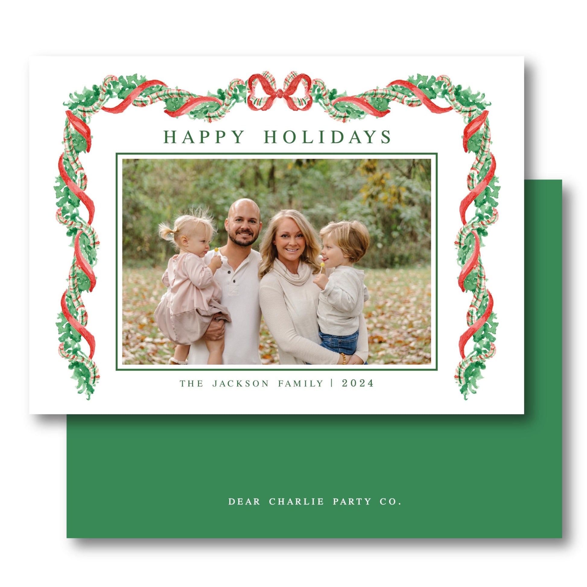 a holiday card with an image of a family