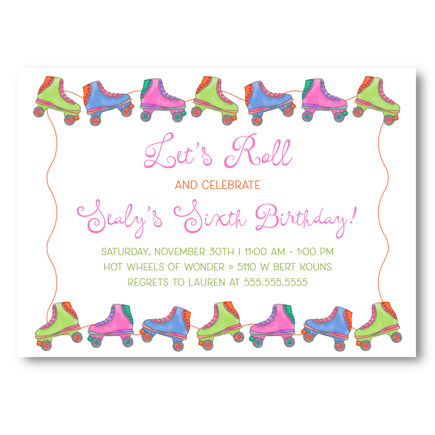 Rollerskating Birthday Invitation