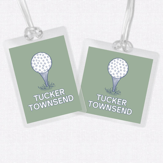 Golf Tee Bag Tag, Luggage Tag, Laminated Bag Tag