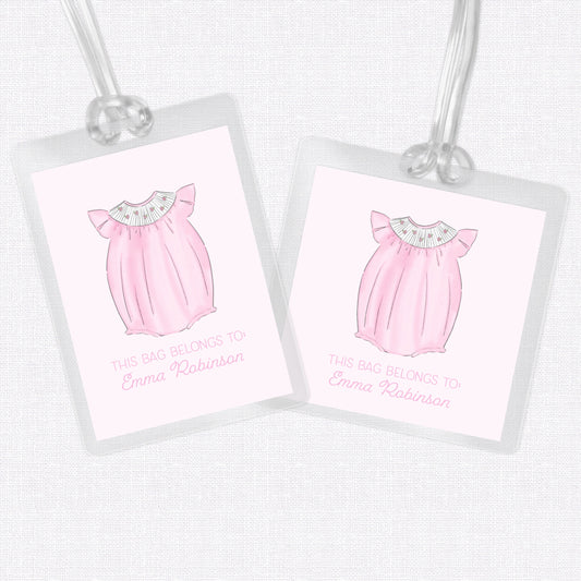 Baby Girl Bag Tag, Luggage Tag, Laminated Bag Tag