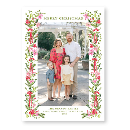 Petals and Pears Frame Card in White | 5x7 Holiday Photo Card with Envelope