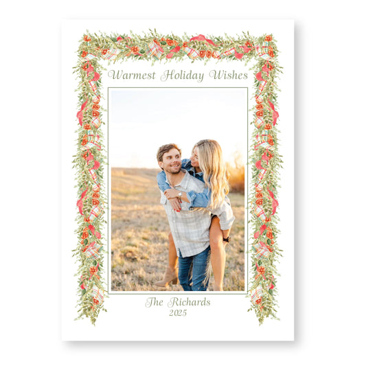 Pomander and Plaid Holiday Card, White | 5x7 Holiday Photo Card with Envelope