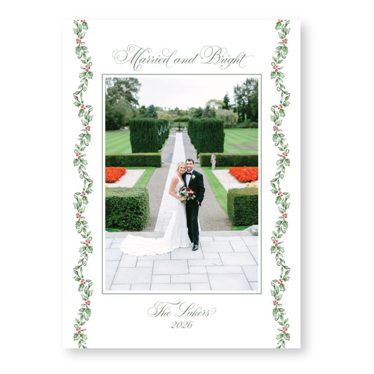 Holly Jolly Wavy Border | 5x7 Holiday Photo Card with Envelope