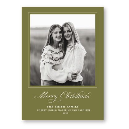 Merry Marble Traditional Classic Green | 2026 Holiday Card