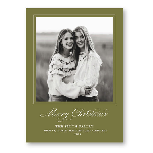 Merry Marble Traditional Classic Green | 2026 Holiday Card