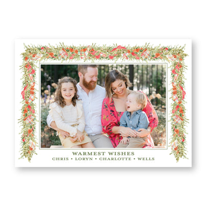 Pomander and Plaid Garland | Holiday Photo Card