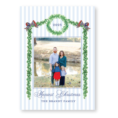 Boxwood and Bows Frame | Holiday Photo Card