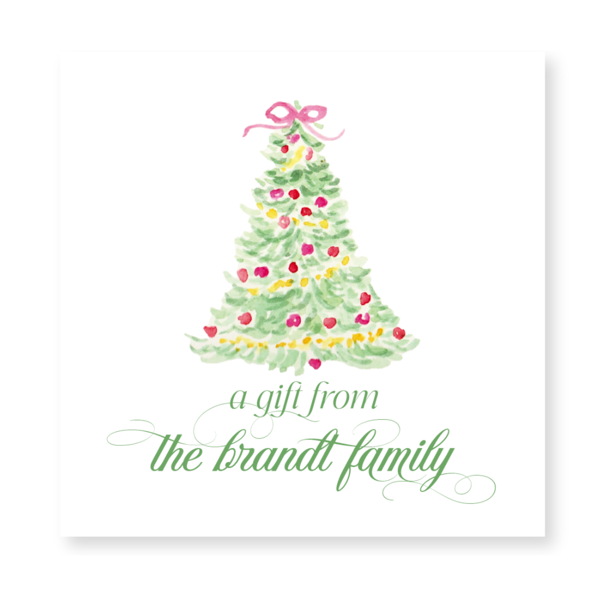 a card with a christmas tree on it