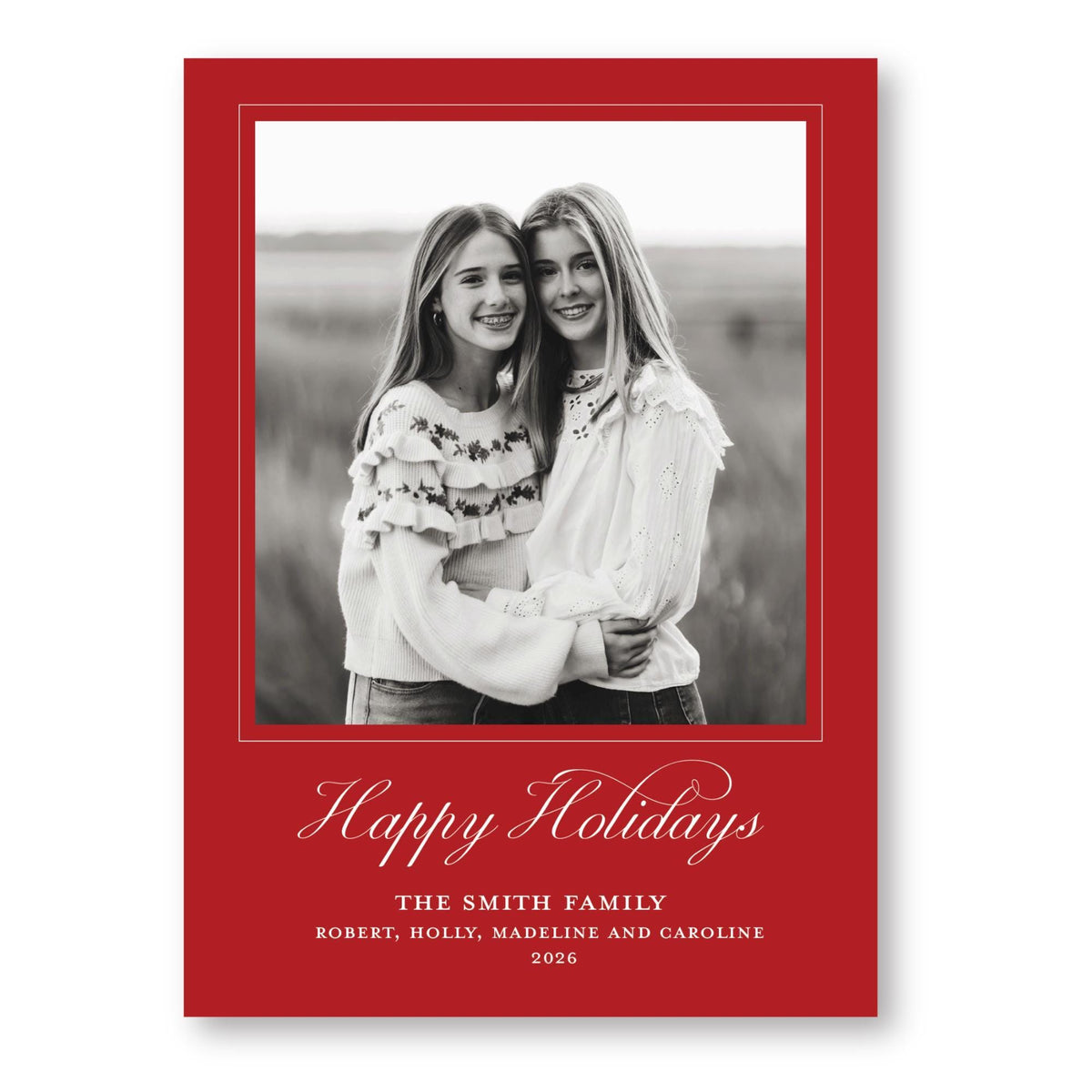 Merry Marble Traditional Classic Red | 2026 Holiday Card