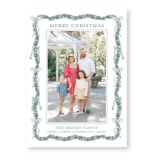 Juniper Bows Frame | 5x7 Holiday Photo Card with Envelope