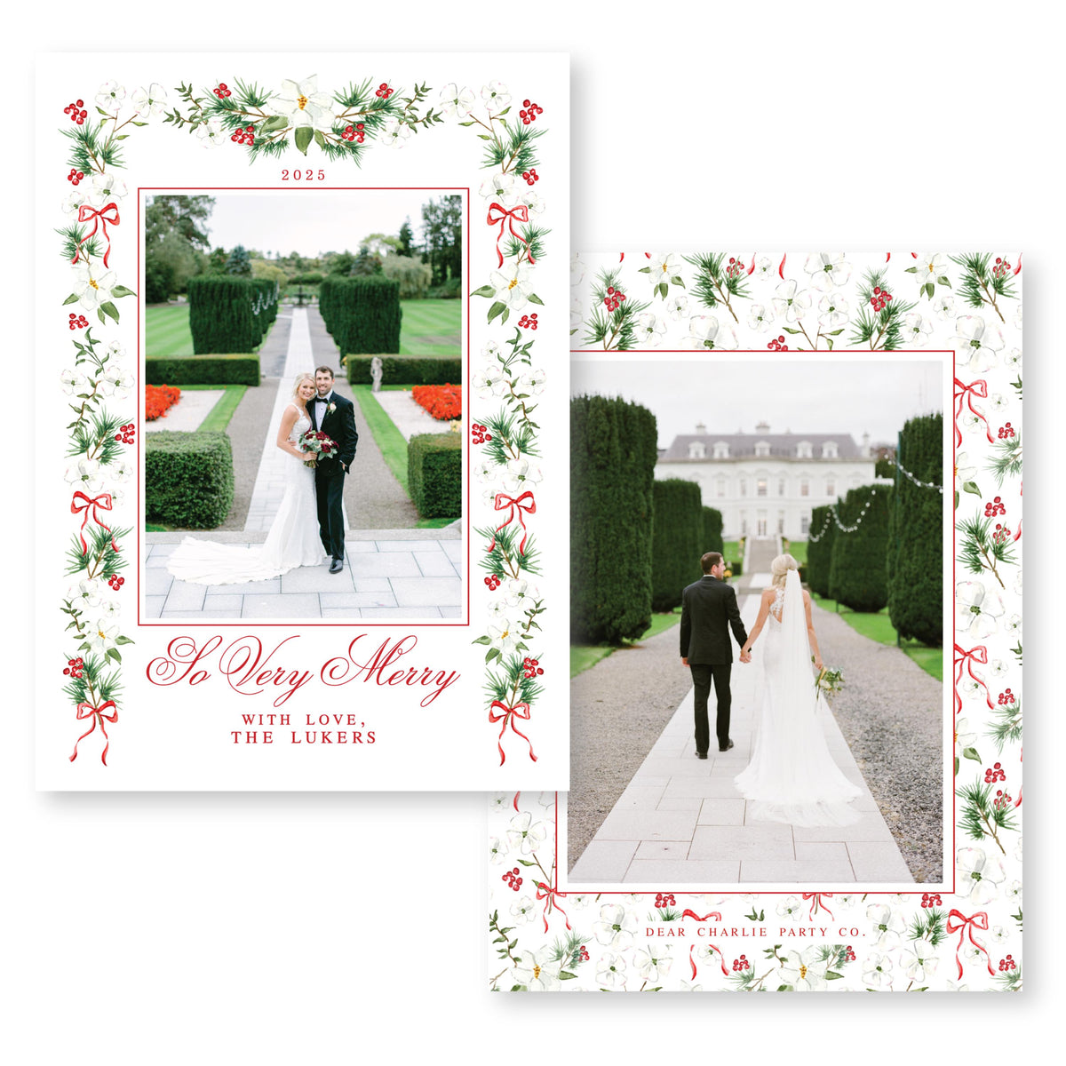 Merry Magnolias in Red | Holiday Photo Card