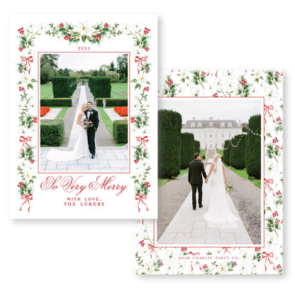 Merry Magnolias in Red | Holiday Photo Card